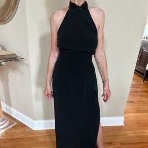 Stunning nigh neck, backless floor length dress